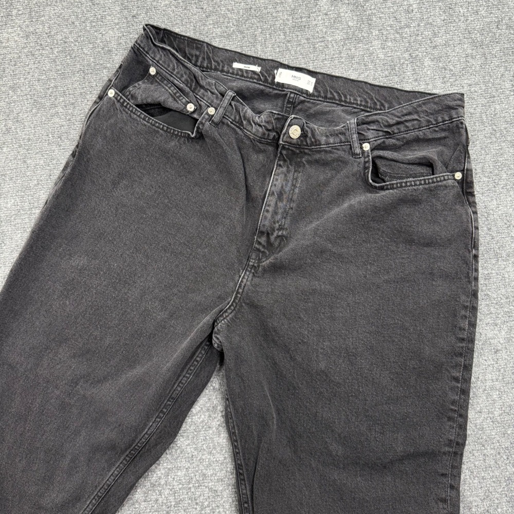 MNG Denim Mom Jeans 38W x 27L Black Cotton High Rise Straight Leg‎ Women's